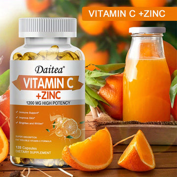Vitamin C 1200mg + Zinc 20mg Immune Support (120 Softgels)