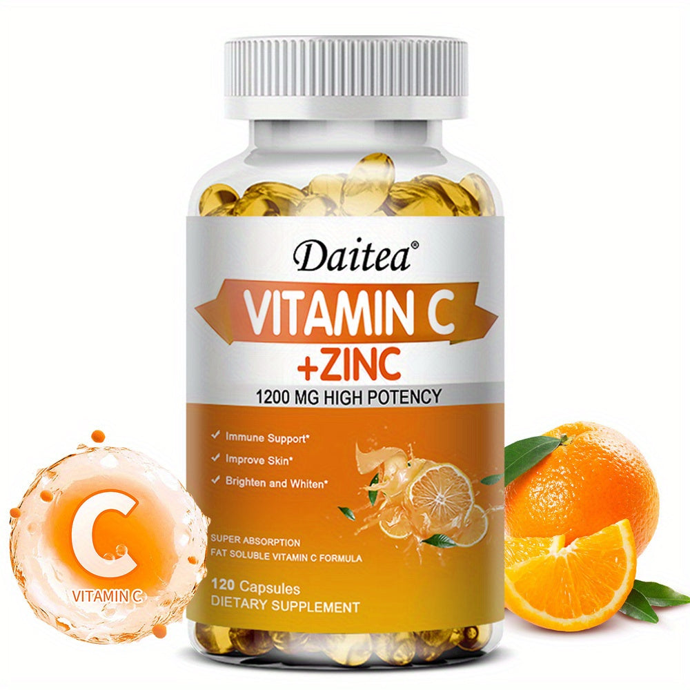Vitamin C 1200mg + Zinc 20mg Immune Support (120 Softgels)