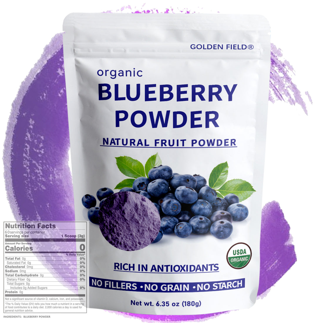Organic Blueberry Powder 6.35oz Immune & Skin Support