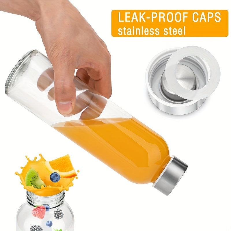 Clear Glass Juice Bottles 10-Pack 18oz – Leak-Proof Stainless Lid