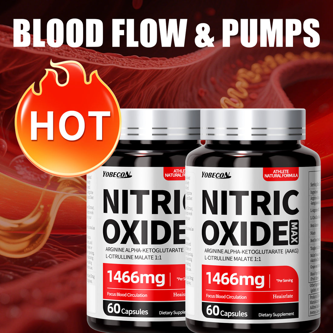 Men’s Nitric Oxide Supplement Energy & Focus Capsules 800mg