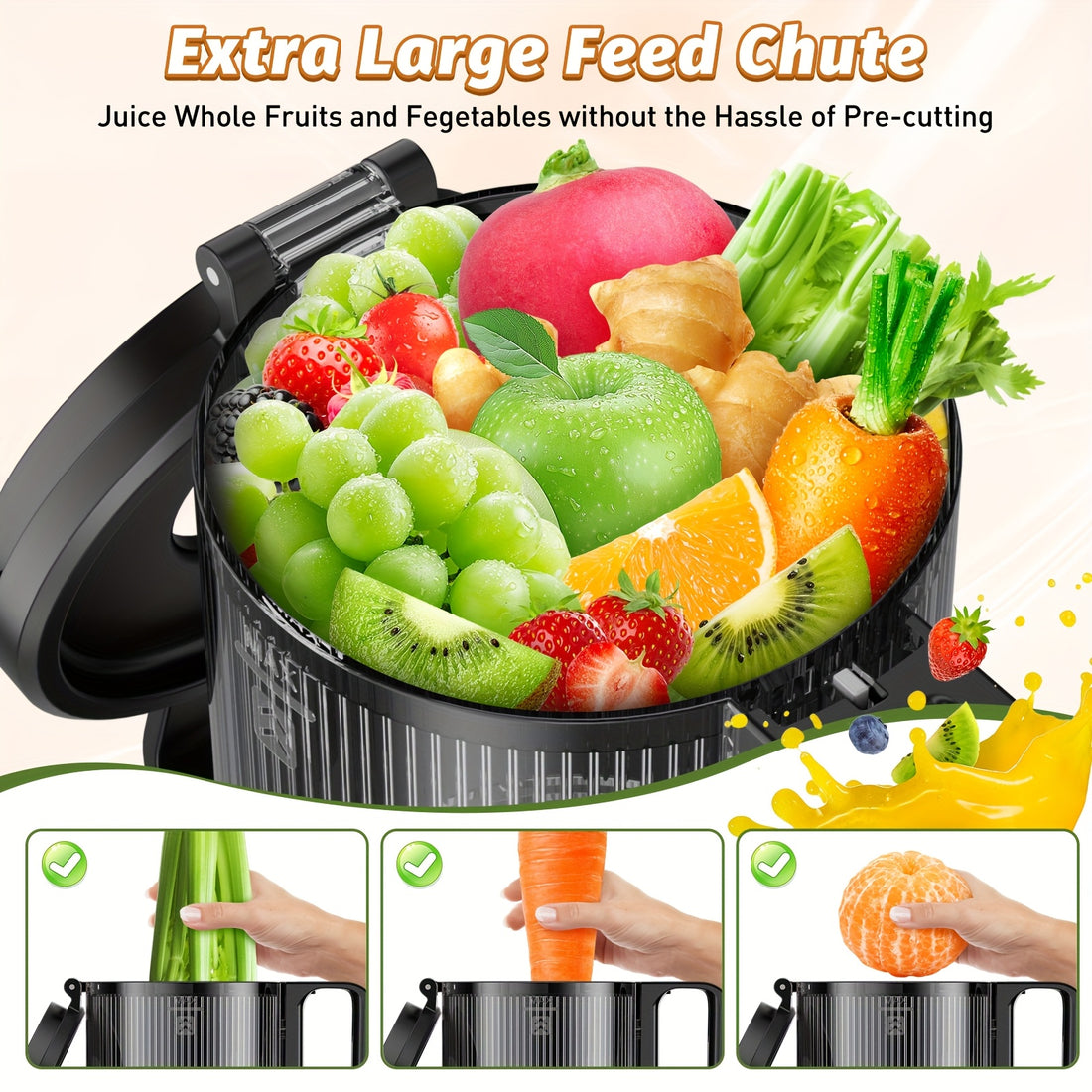 Wide Mouth Juicer 5.4″ – High Yield, Easy Clean & Powerful